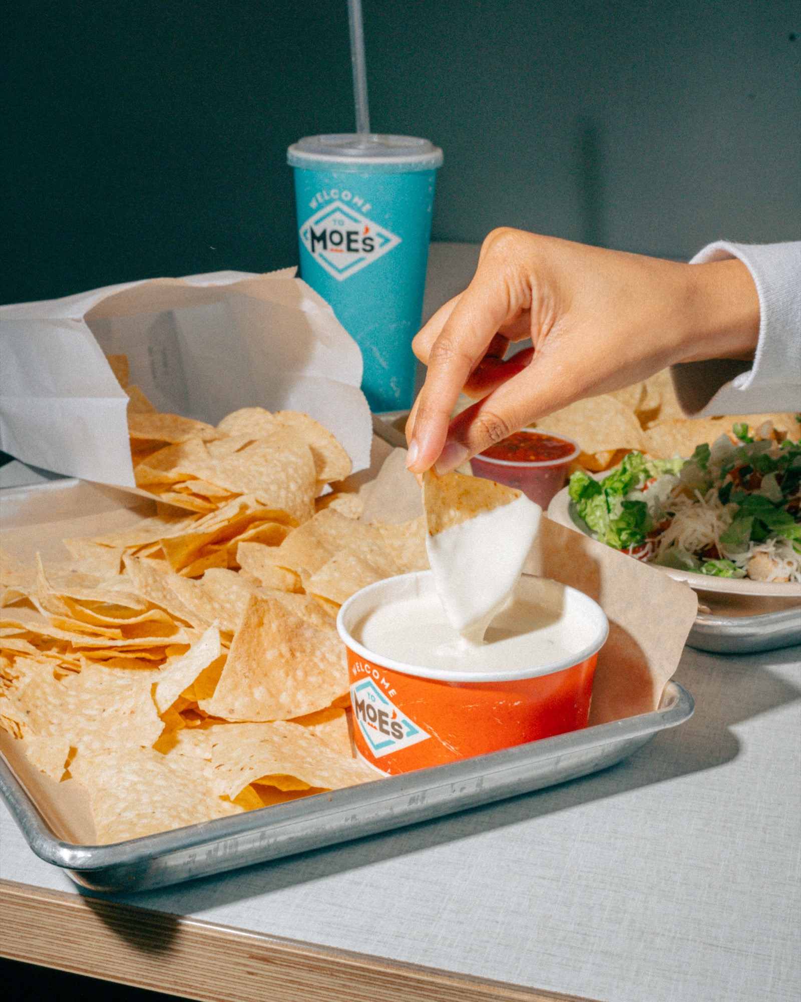 Moe's Southwest Grill fresh queso and chips